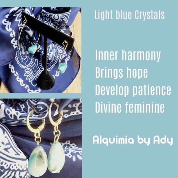 Turquoise Navajo style gold large hoop earrings/ Gold Turquoise protection peace - Picture 4 of 8